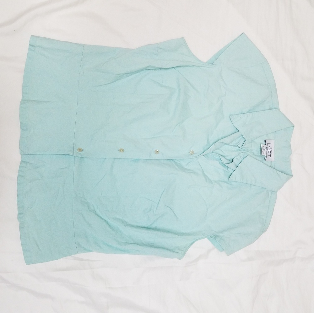 LOFT mint button up vest